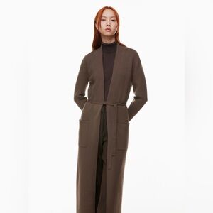 Babaton Women's Ty Long Open-Front Knit Cardigan Brown Size Medium